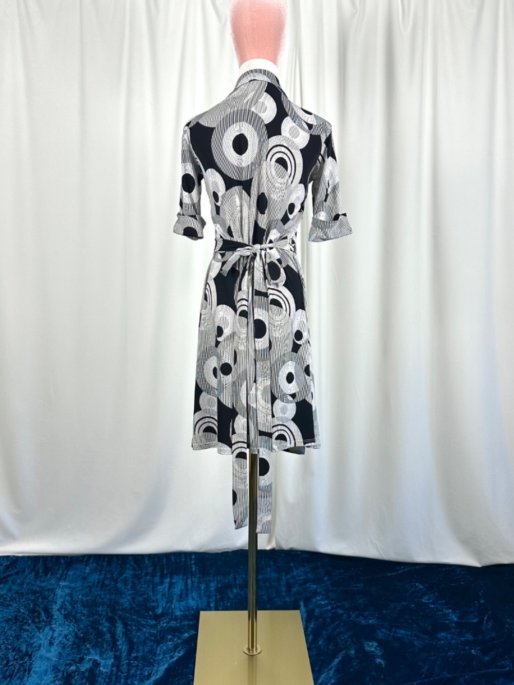 Vintage Y2K Intrigue New York Abstract Wrap Tie Dress XS/S - Picture 12 of 16